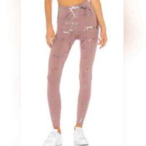 NWT Beyond Yoga Pink & Silver Marble Yoga Pants